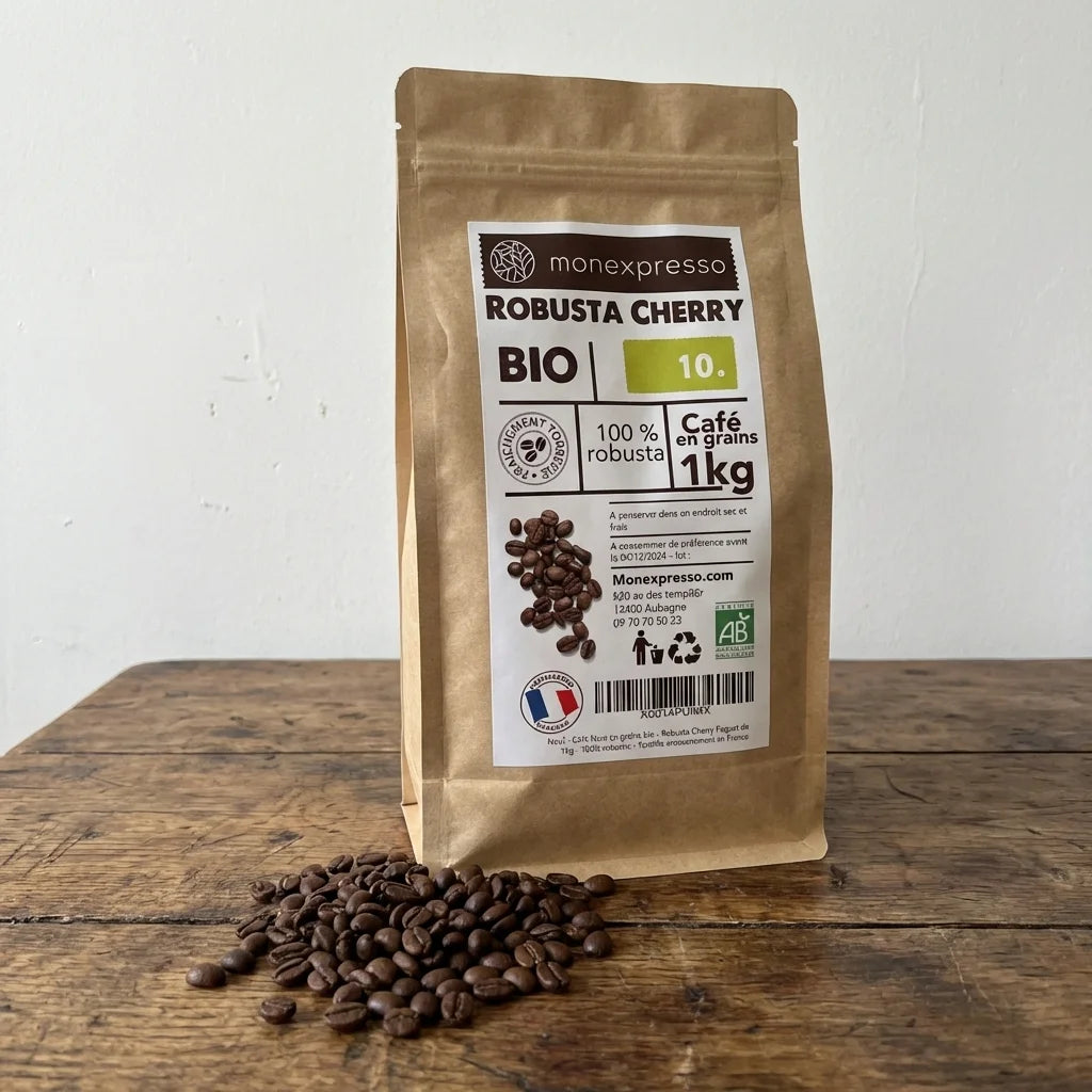 Cafés En Grains - Pure Origine - Robusta Cherry Bio (10Kg Vente En Gros)