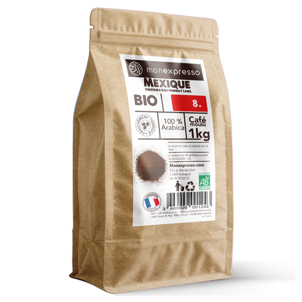 Café Moulu - Pure Origine - Mexique Equitable Bird Friendly Label Bio