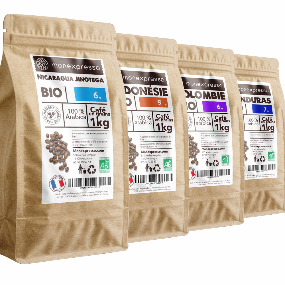 Café En Grains Bio - Pack Découverte 4 x 1Kg