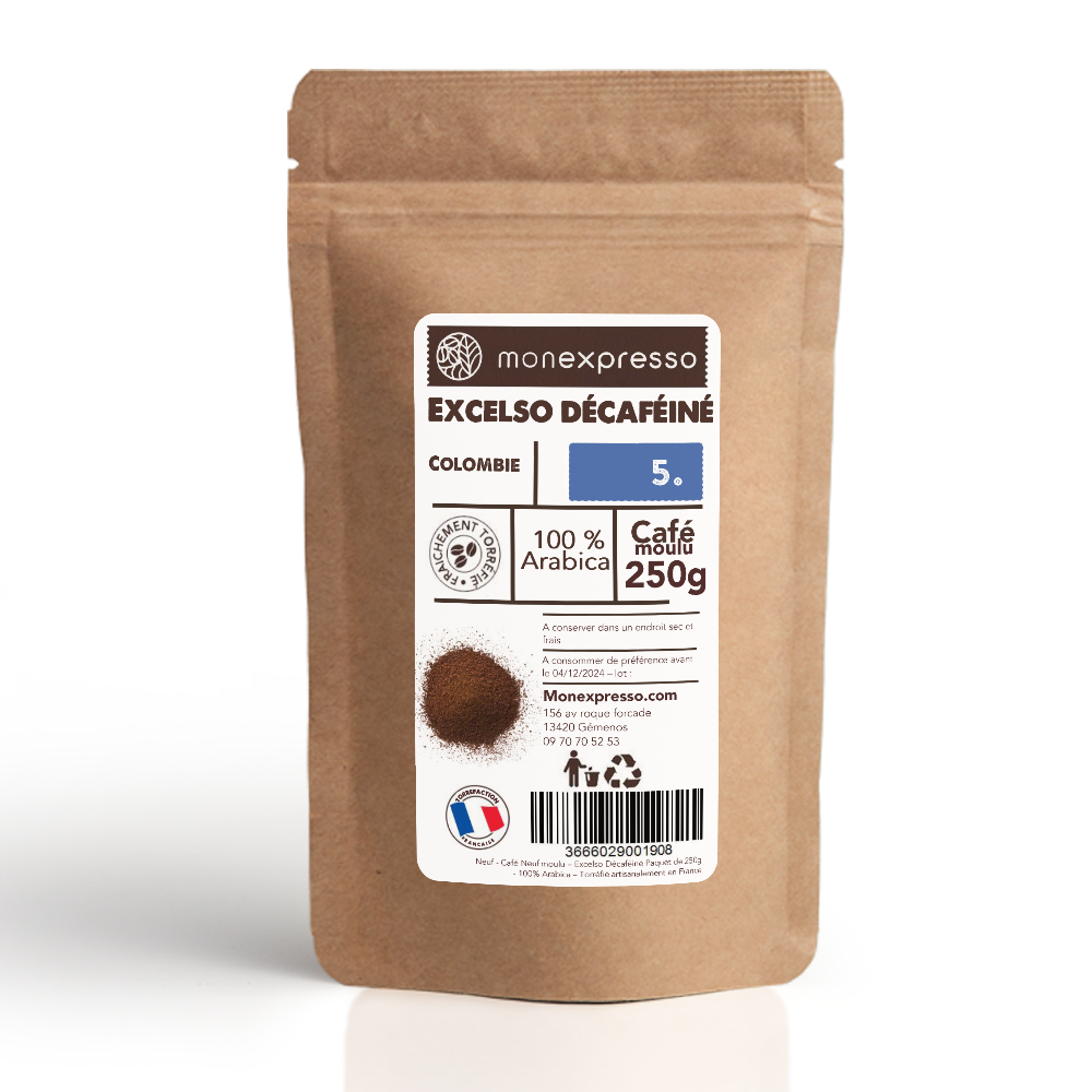 Café Moulu - Pure Origine - Colombie Excelso Décaféiné Co₂ 100 % Arabica