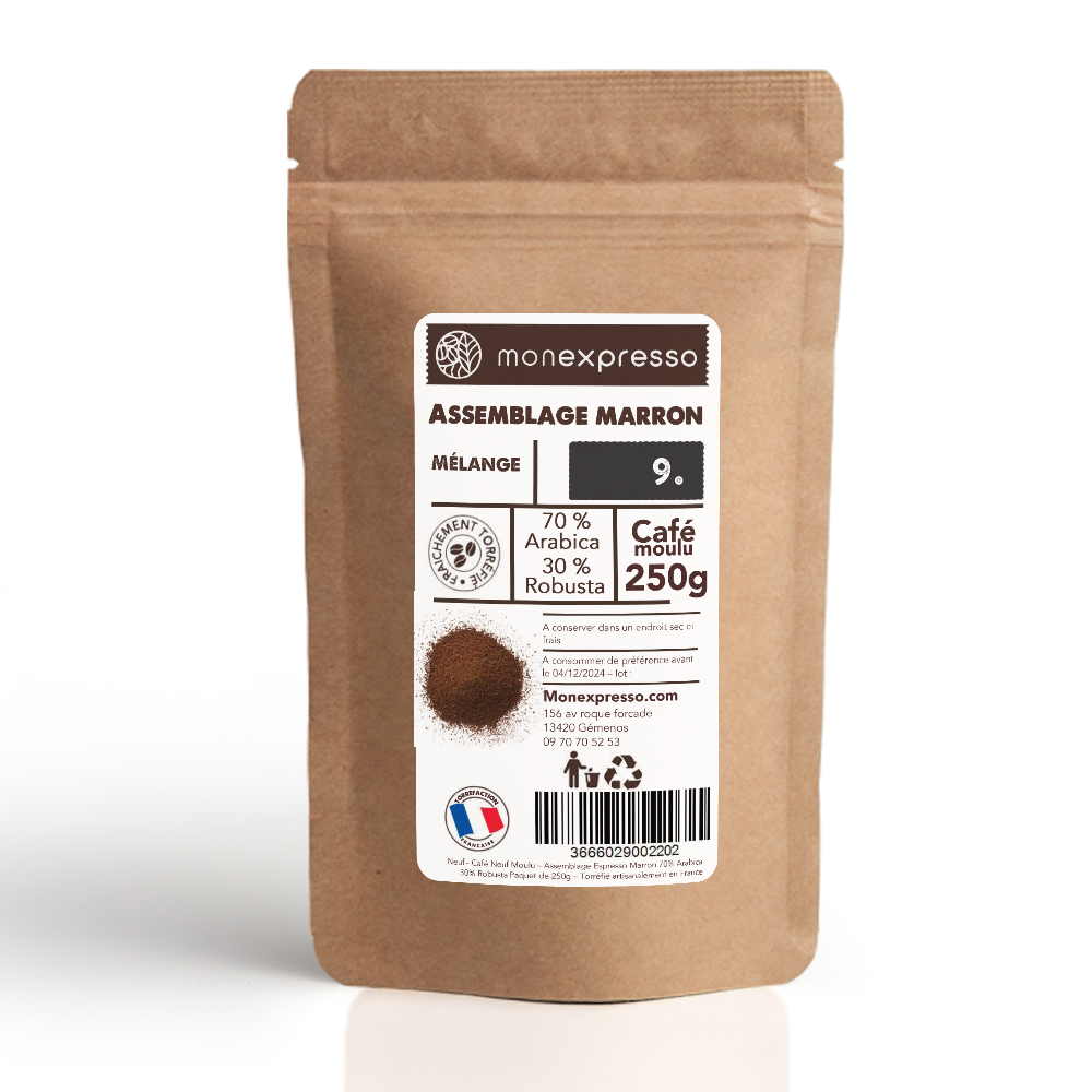 Café Moulu - Assemblage - Espresso Marron - 70 % Arabica 30% Robusta