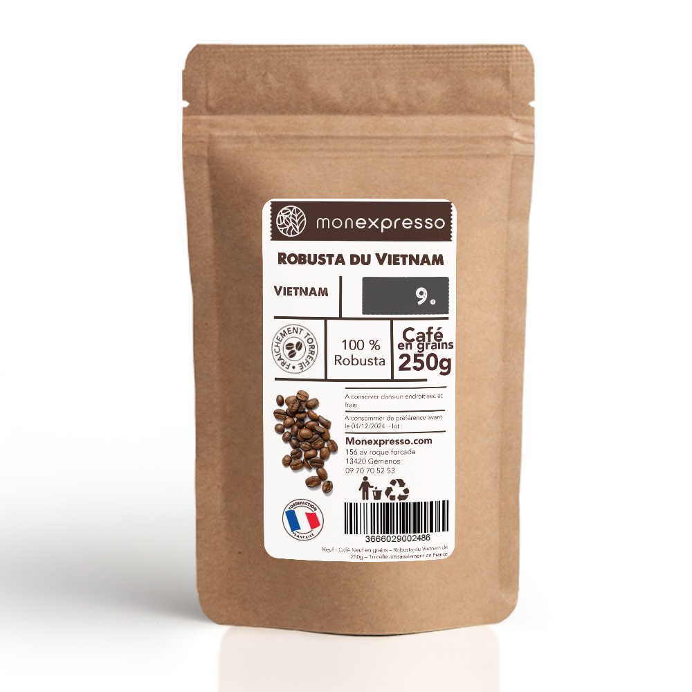 Café En Grains - Pure Origine - Robusta Du Vietnam - Wet Polished Grade 1